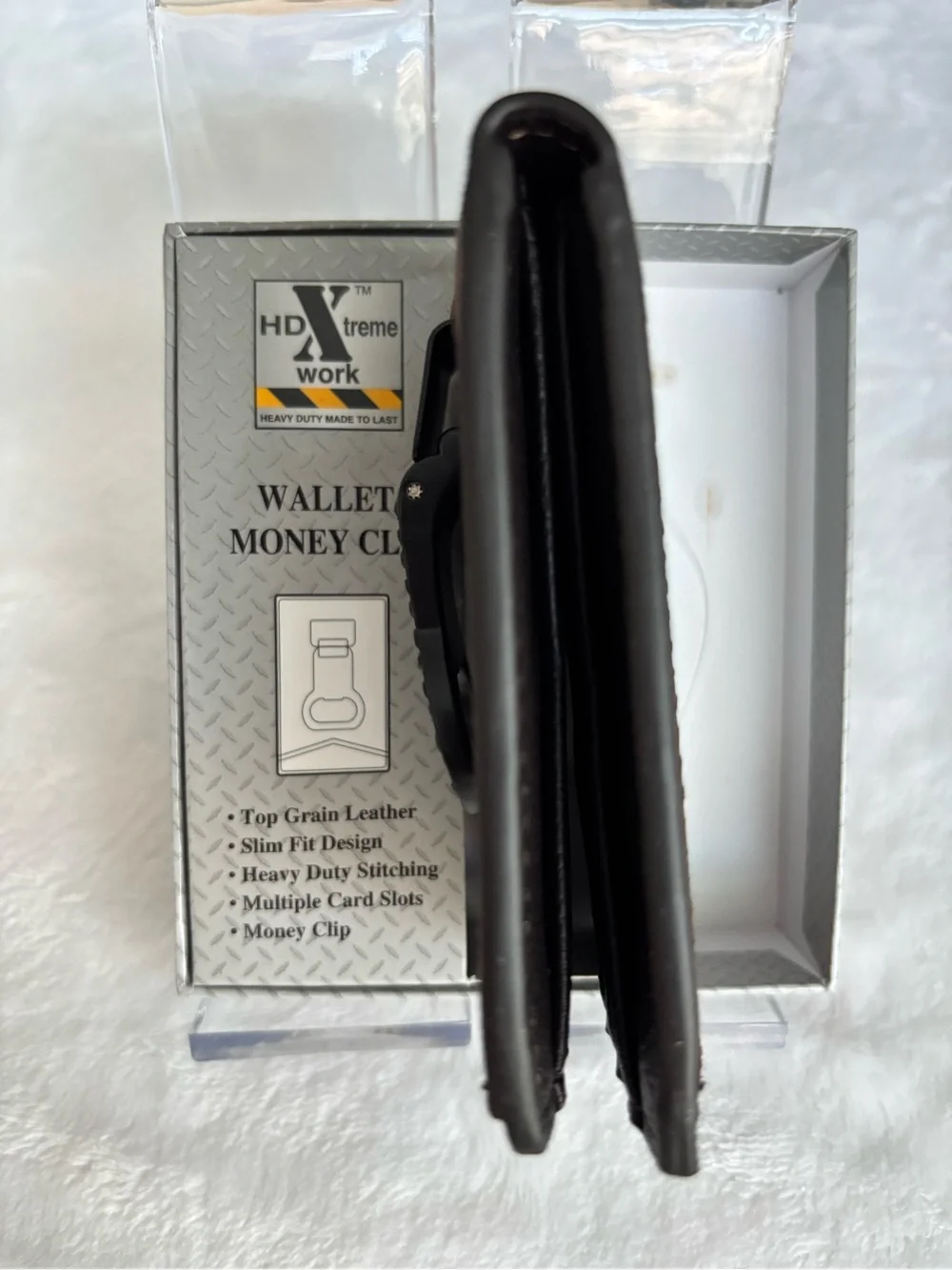 HD XTREME WORK Men's Top Grain Leather Bi-Fold Wallet and Money Clip--NWT